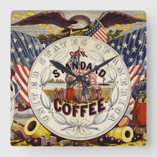 États-Unis Notre Horloge Murale Carrée Café Standa