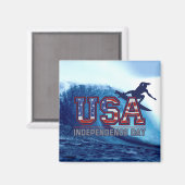 États-Unis Surfer Independence Day Magnets (Recto/Verso)