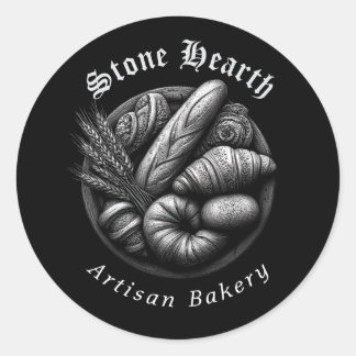 Etched Bread Basket Thank You Classic Round Stick Ronde Sticker