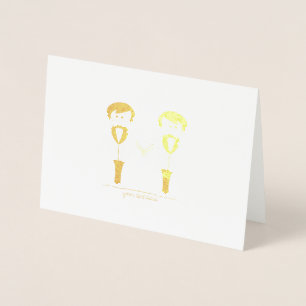 Etched Gold Foil Groom & Groom Weddenkaarten Folie Kaarten