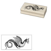 Etched Medieval Fantasy Winged Dragon Wooden Art Rubberstempel (Gestempeld)