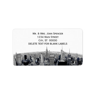 Etched NYC Skyline #2 H Adres Etiket