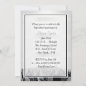 Etched NYC Skyline 2 White BG Blu Ribbn Afstuderen Kaart (Achterkant)