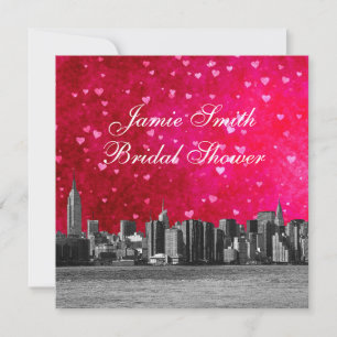 Etched NYC Skyline Hot Roze Rood HRT Vrijgezellenf Kaart