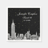 Etched NYC Skyline Starry DIY BG Sweet 16 Servet (Voorkant)