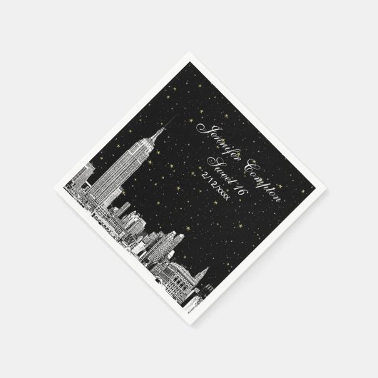Etched NYC Skyline Starry DIY BG Sweet 16 Servet (Hoek)