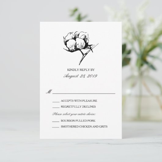 Etching Plante en coton | Mariage RSVP (Debout devant)