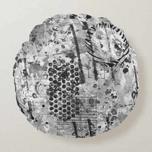 Etchings Graffiti Rond Kussen (Voorkant)
