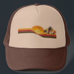 Été 1978 Casquette<br><div class="desc">décoration estivale rétro les années 70 palmiers couchers de soleil</div>