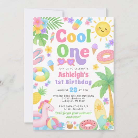 Été 1er Anniversaire Invitation - Cool One (Devant)