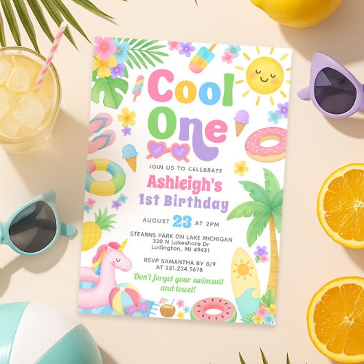 Été 1er Anniversaire Invitation - Cool One