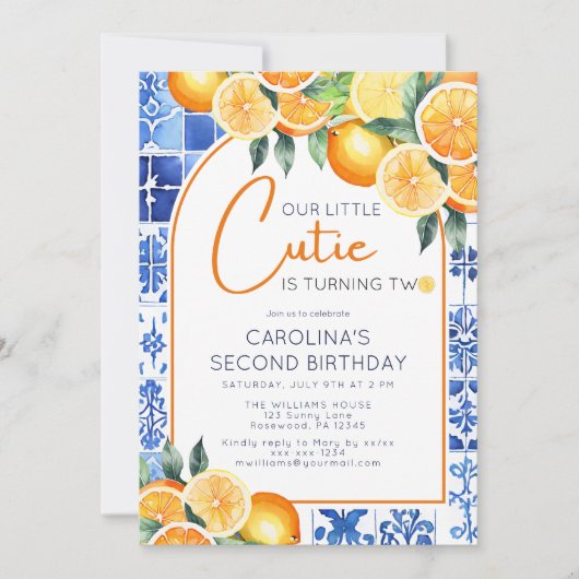 Été 2 Anniversaire Invitation (Devant)