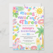 Été 3 Anniversaire Invitation Young Wild & Three (Devant)