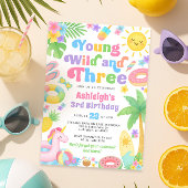 Été 3 Anniversaire Invitation Young Wild & Three