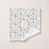 Été Amusement Monogram Plage Vacances Doodles Déco (Gant de toilette)