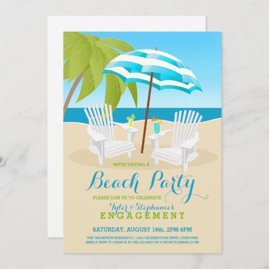 Été Amusement Plage Invitations (Devant / Derrière)