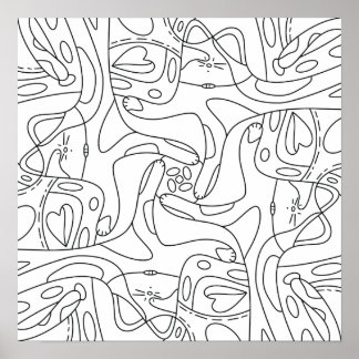 Été attentif : Affiche de coloriage de chats drôle