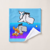 Été Baleines Cartoon Turqoise Serviette de bain (Gant de toilette)