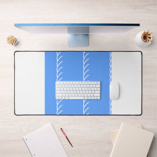 Été Bleu Carrelage Art Déco Vagues Blancs (Bureau 1)