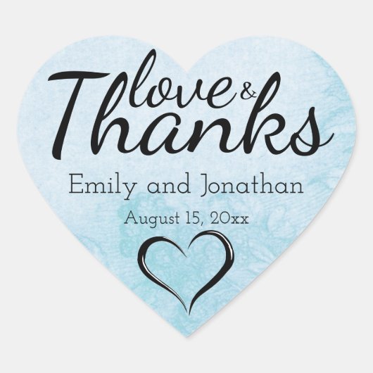 Été Bleu Coeur Mariage Stickers Boîte à gâteau sur (Devant)