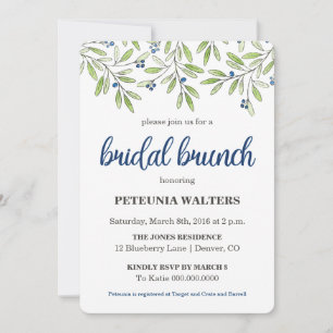 Été Blueberry Foliage Bridal Brunch Invitation