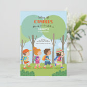 Été Camping Buddies Anniversaire Invitation (Debout devant)