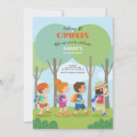 Été Camping Buddies Anniversaire Invitation