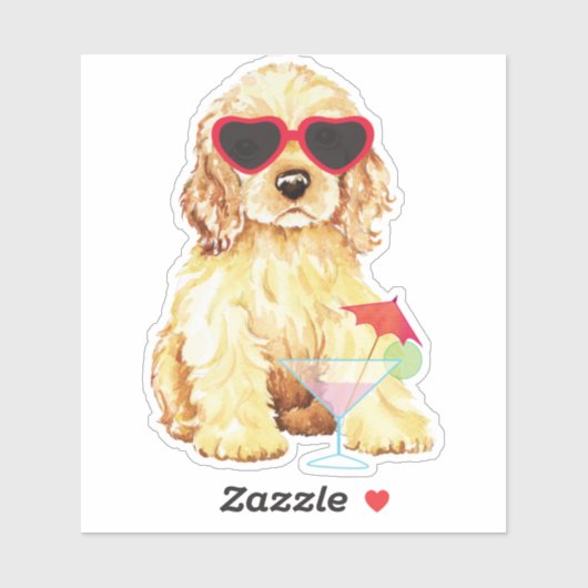 Été Cocker Spaniel Vinyl Sticker (Feuille)