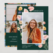 Été coloré Floral Graduation Photo Invitation (Devant / Derrière)