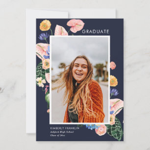 Été coloré Floral Graduation Photo Invitation