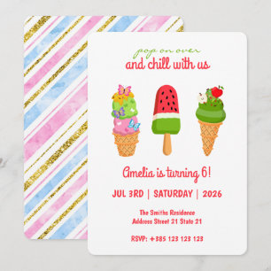 Été Crème glacée Popsicle Anniversaire Invitation