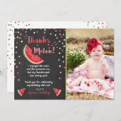 Été de carte de remerciements de melon de fête (Devant / Derrière)