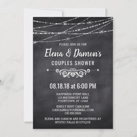 Été Éclairage Chaîne Couples Douche Invitation (Devant)
