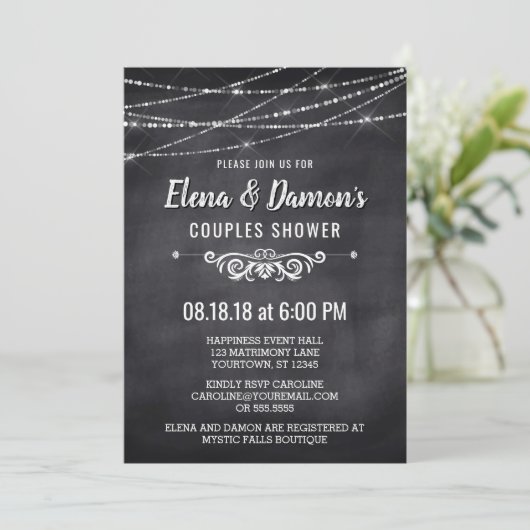 Été Éclairage Chaîne Couples Douche Invitation (Debout devant)