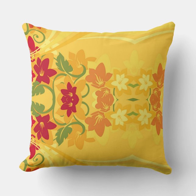 Été ensoleillé Jaune Oreiller Floral (Recto)