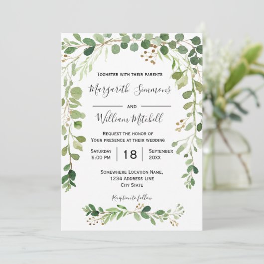 Eté | Faire-part de mariage aquarelle (Debout devant)