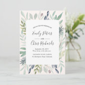 Été Faire-part de mariage feuillage vert (Debout devant)