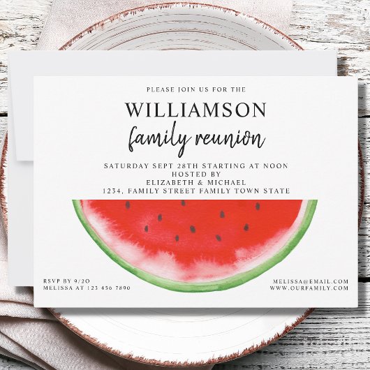 Été Famille Réunion Watermelon Invitation