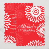 Été Fleurs rouges Invitation fête d'anniversaire (Devant / Derrière)