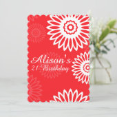 Été Fleurs rouges Invitation fête d'anniversaire (Debout devant)