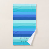 Été Frais Bleu Océan rayé (Serviette à main)