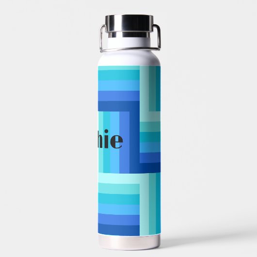 Été Frais Bleu Vert Zig Zag Bouteille d'eau Zag (Arrière)