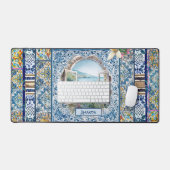 été italie carreaux bleu floral citrus monogramme (Clavier et souris)