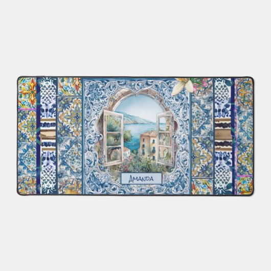 été italie carreaux bleu floral citrus monogramme (Recto)