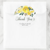 Été jaune mariage floral Merci autocollant (Sac)