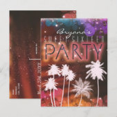 Été Lumières Étincelle Palm Trees Fête Invitation (Devant / Derrière)