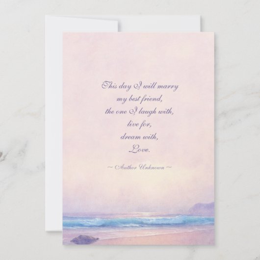 Eté Mer 5x7 Plage Mariage Invitation (Dos)