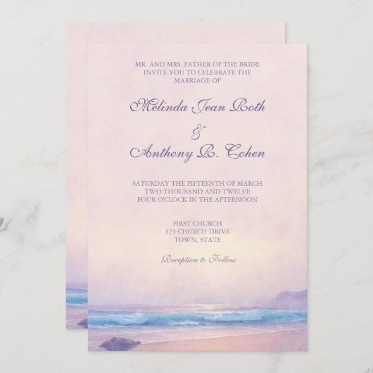 Eté Mer 5x7 Plage Mariage Invitation (Devant / Derrière)