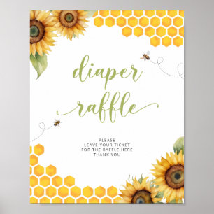 Été Miel Abeille Baby shower Poster au chapeau au 