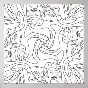 Été Minutieux : Drôle Melting Cats Coloring Poster